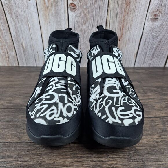 UGG Neutra Graffiti Pop Platform Slip On Sneaker Women's Sz 10 Black White (VGC) - Picture 2 of 9